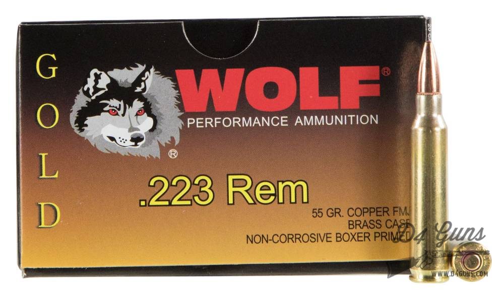 Wolf Gold .223 Rem - 55gr - FMJ - Brass - 1000 Rounds - G22355 - Range Ammo-img-0