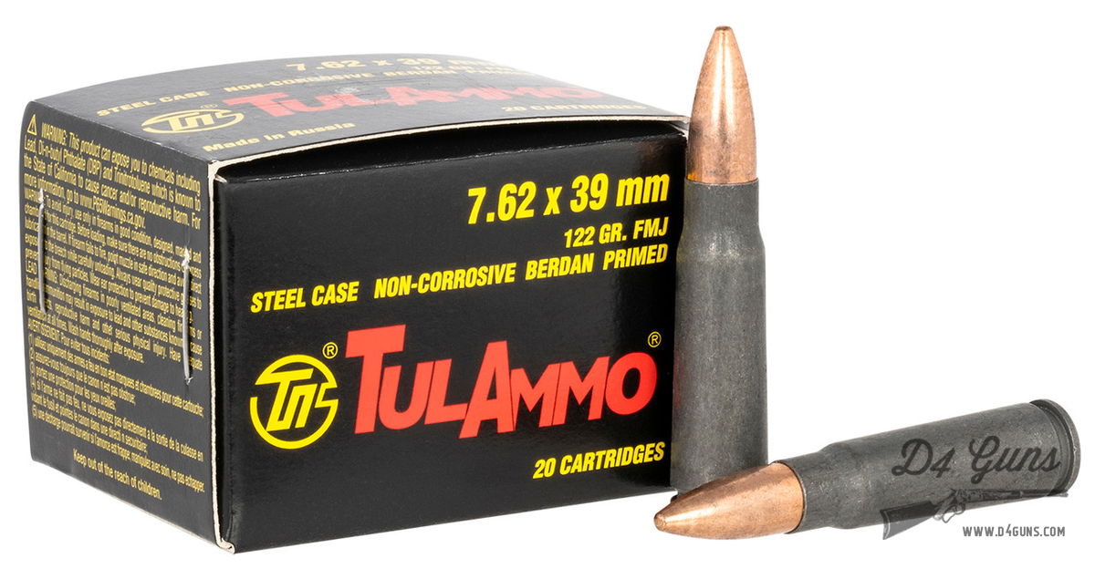Tula TulAmmo 7.62×39 – 122 Grain FMJ – 1000 Rounds – 814950015010 ...