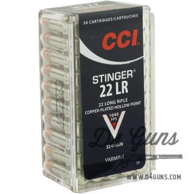 CCI Stinger - .22 LR - Brass - 32gr - CPHP - 50 Rounds - 076683000507-img-0