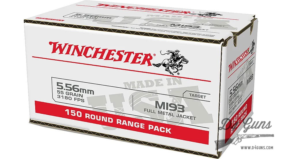 Winchester 5.56 NATO 55gr FMJ M193 150 Rounds WM193150 020892225008 ...