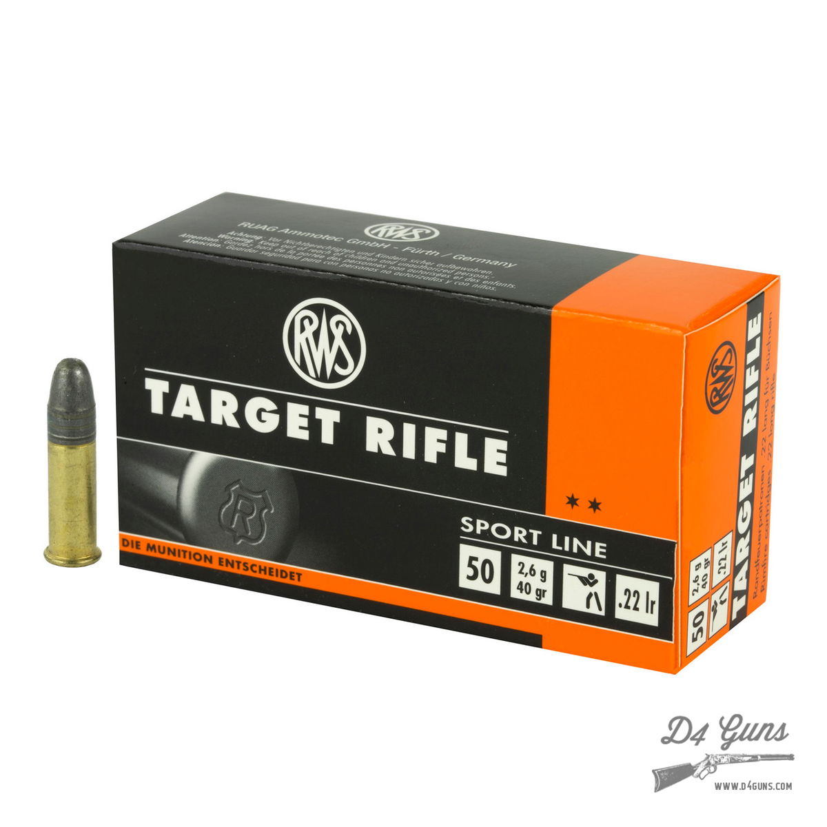 RWS Target Rifle .22LR 40GR Lead Round Nose 500 Rounds 4000294132476 ...