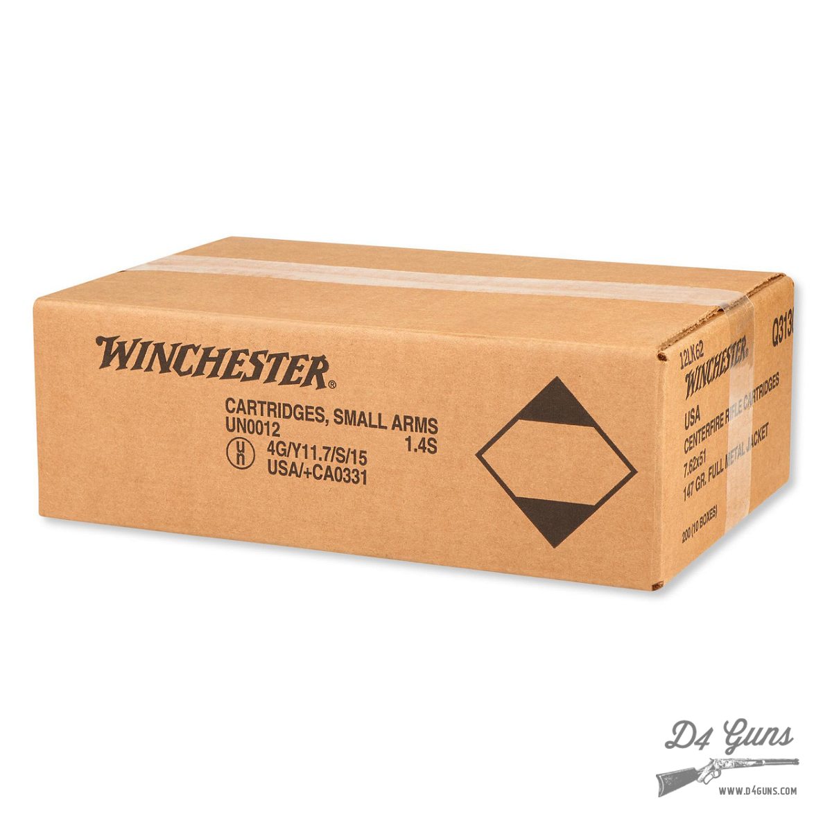 Winchester USA 7.62x51mm NATO Brass 147gr FMJ 200 Rounds