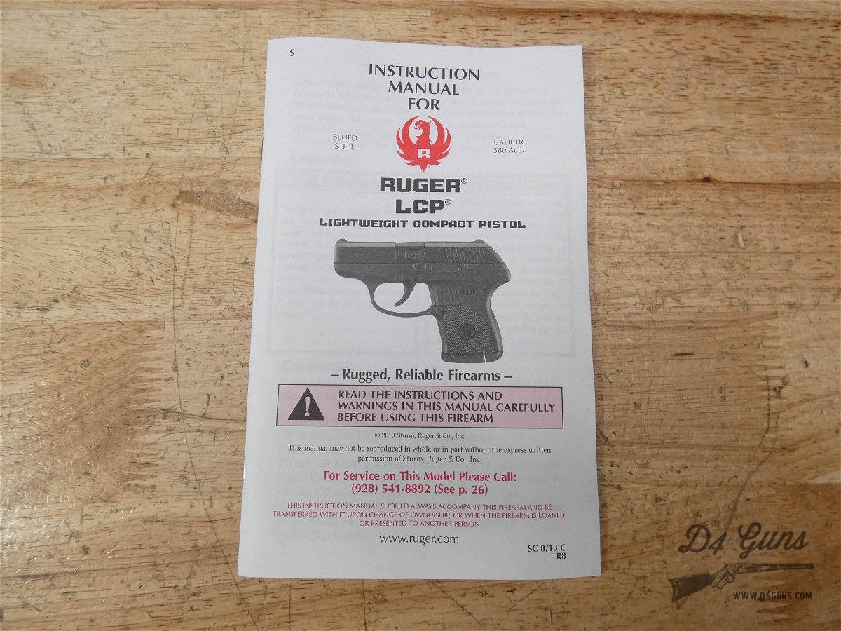 Ruger LCP .380 ACP Mfg. 2014 Pocket Carry CCW w/ OG Box & Mag