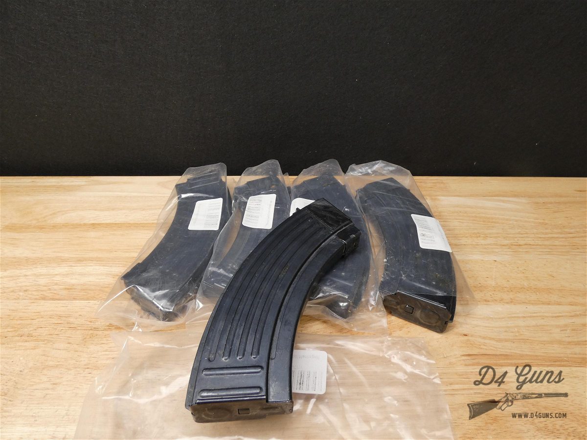 AK47 Steel Mags - 30 Rounds - LOT OF 5 - Yugo - 7.62X39 w/Bolt Hold Open!-img-1