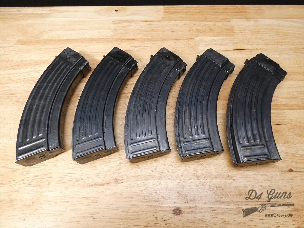 AK47 Steel Mags - 30 Rounds - LOT OF 5 - Yugo - 7.62X39 w/Bolt Hold Open!-img-2