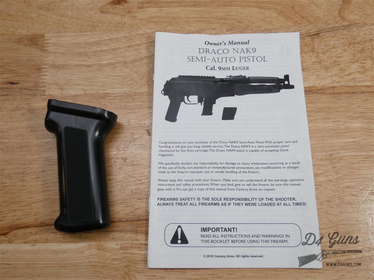 Century Arms Draco NAK9 9mm NAK 9 CAI AK Pistol Manual & 2