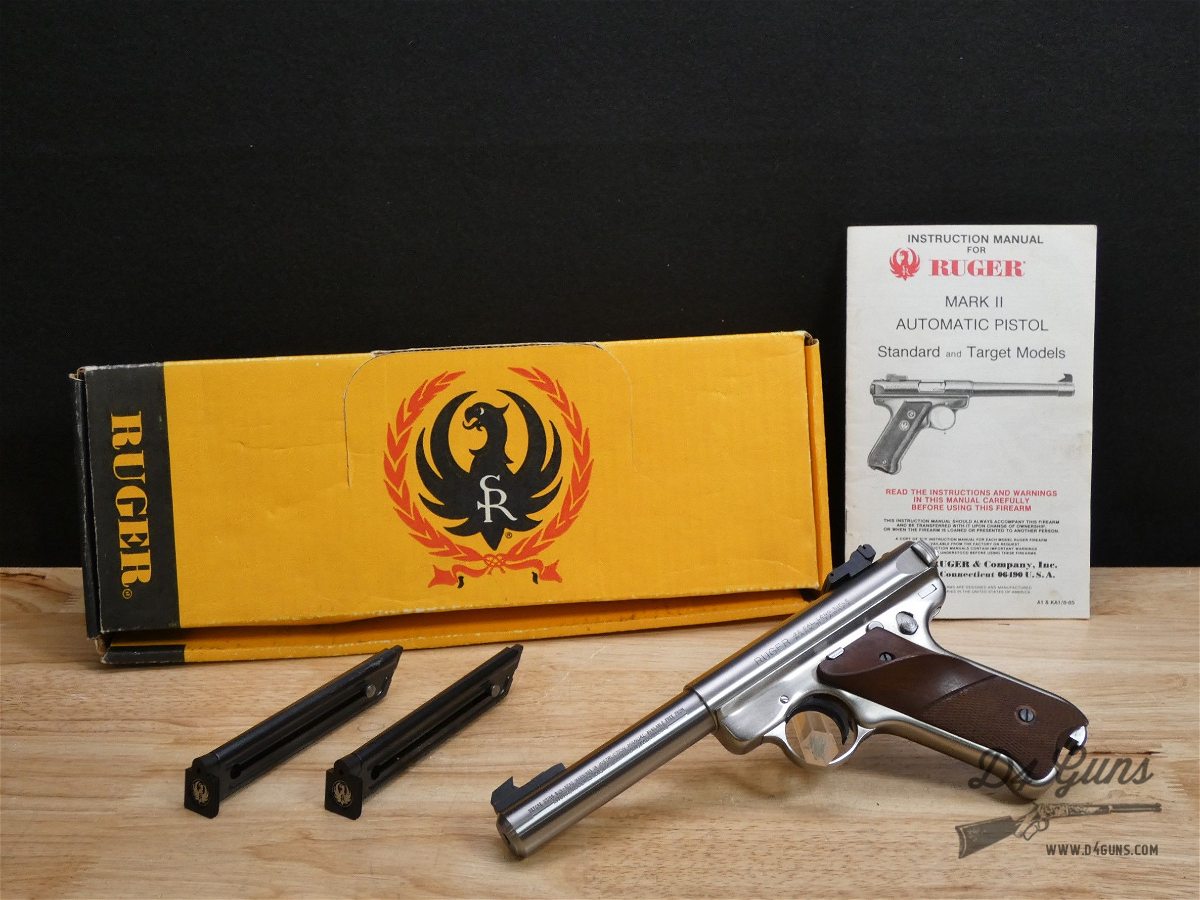Ruger Mark II Target - .22 LR - MKII - OG Box & 2 Mags! - 1988 - Stainless-img-2