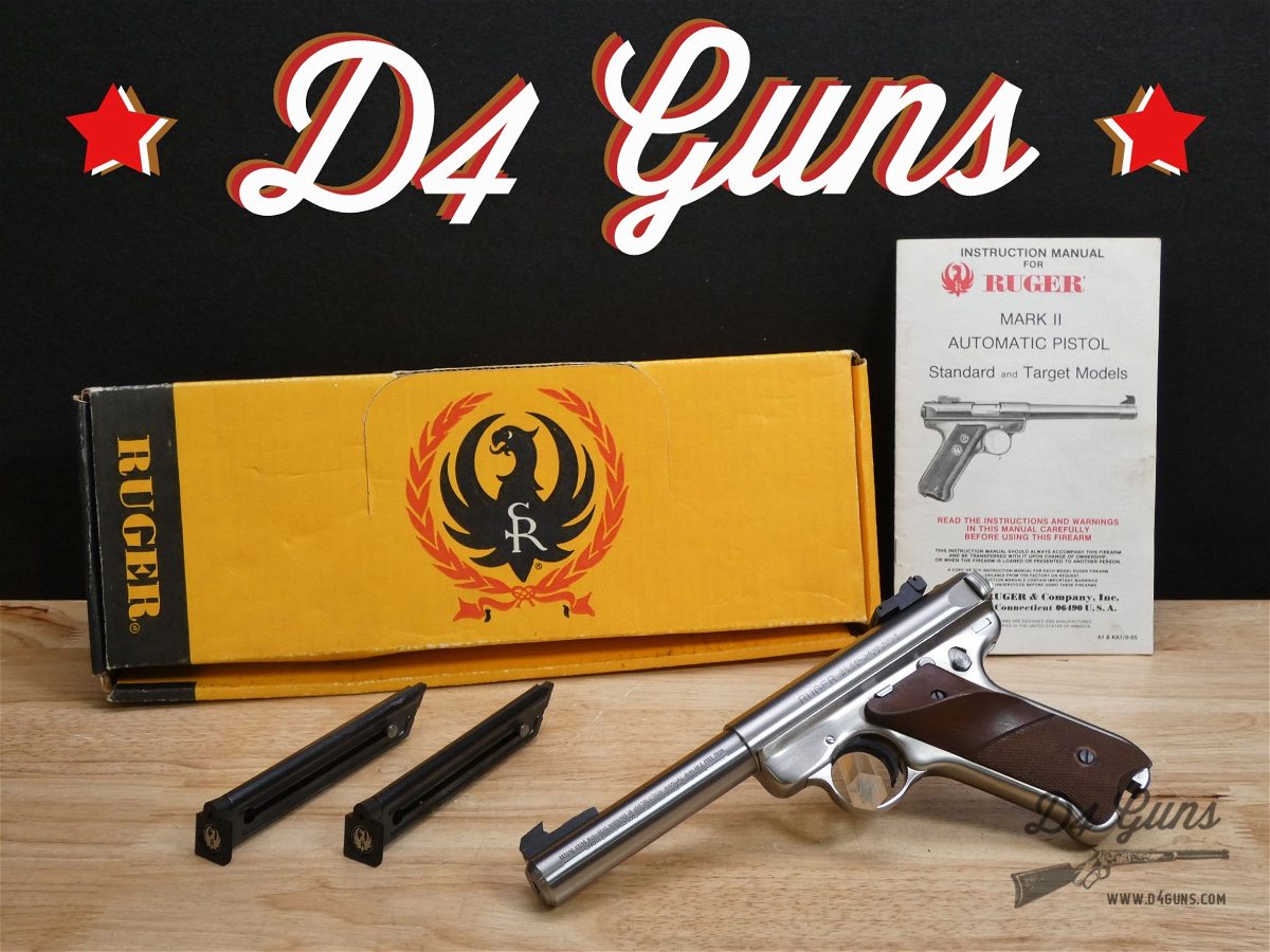 Ruger Mark II Target - .22 LR - MKII - OG Box & 2 Mags! - 1988 - Stainless-img-0