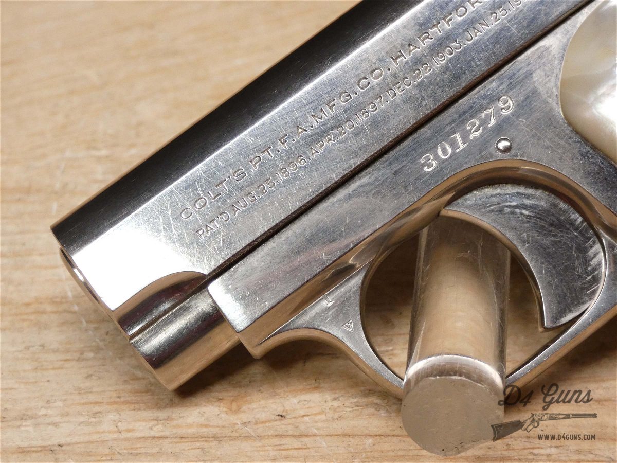 Colt M1908 Vest Pocket Hammerless - .25 ACP - MFG 1921 - Nickel & Pearl-img-3