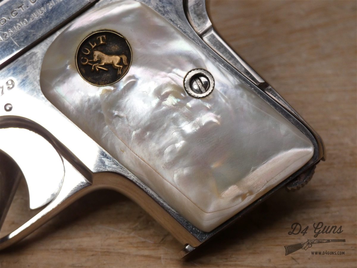 Colt M1908 Vest Pocket Hammerless - .25 ACP - MFG 1921 - Nickel & Pearl-img-5