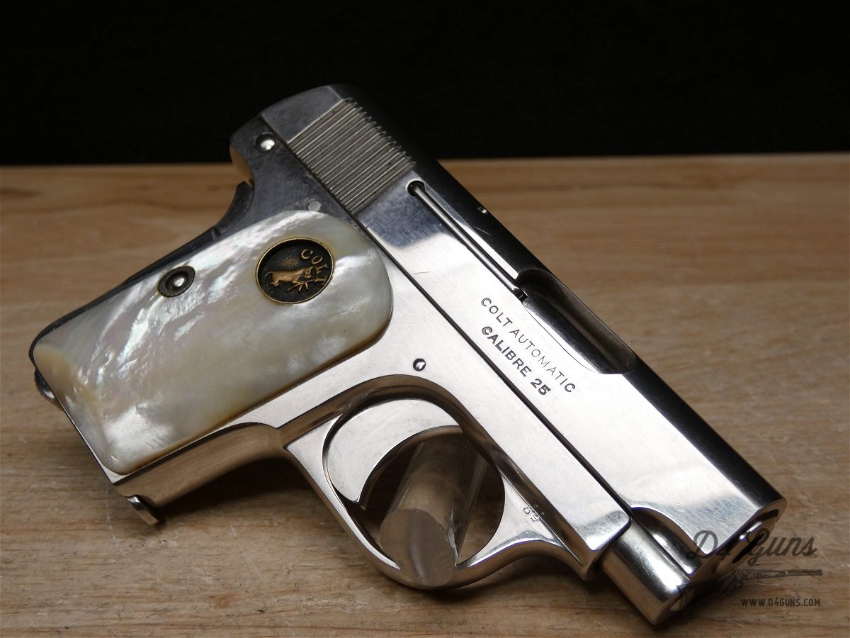 Colt M1908 Vest Pocket Hammerless - .25 ACP - MFG 1921 - Nickel & Pearl-img-7