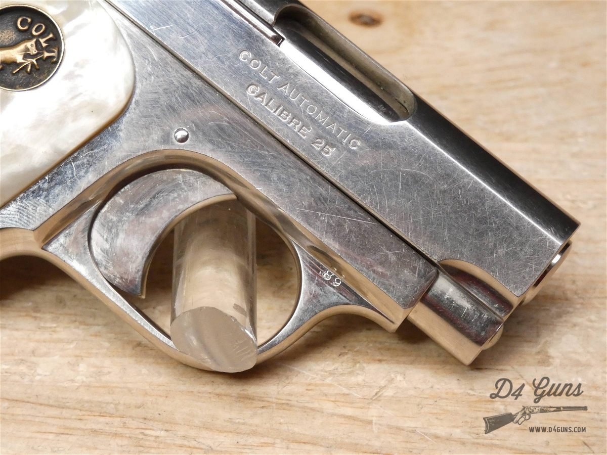 Colt M1908 Vest Pocket Hammerless - .25 ACP - MFG 1921 - Nickel & Pearl-img-10