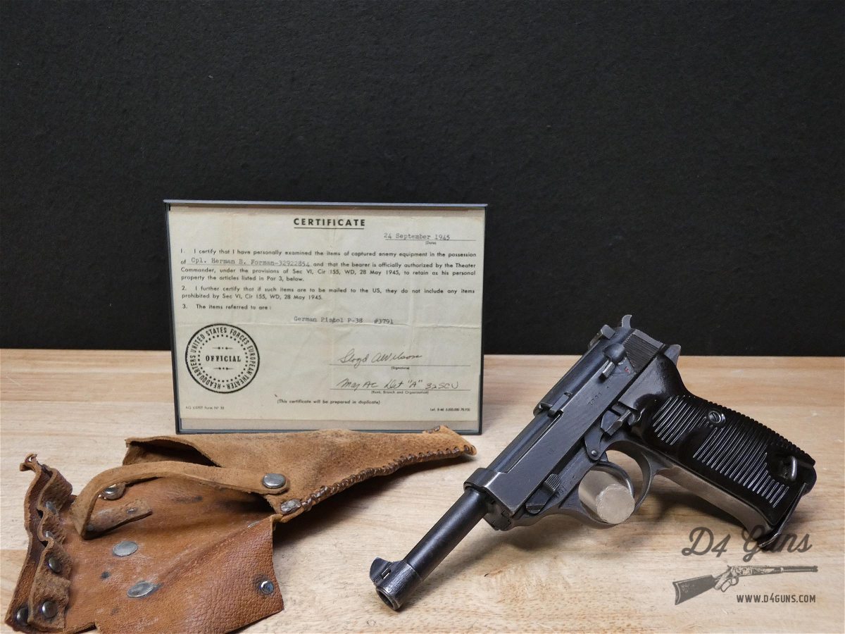 Walther Spreewerk P38 WWII CYQ - 9mm - Matching P.38 w/ Capture Papers! - C-img-1