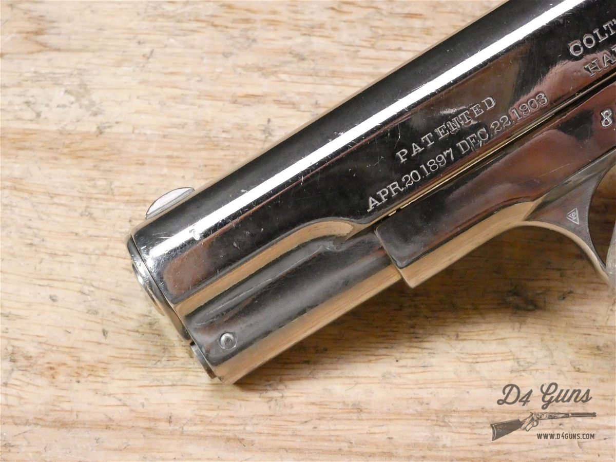 Colt M1903 Pocket Hammerless - .32 ACP - Mfg. 1909 - Nickel - 115 Years Old-img-2