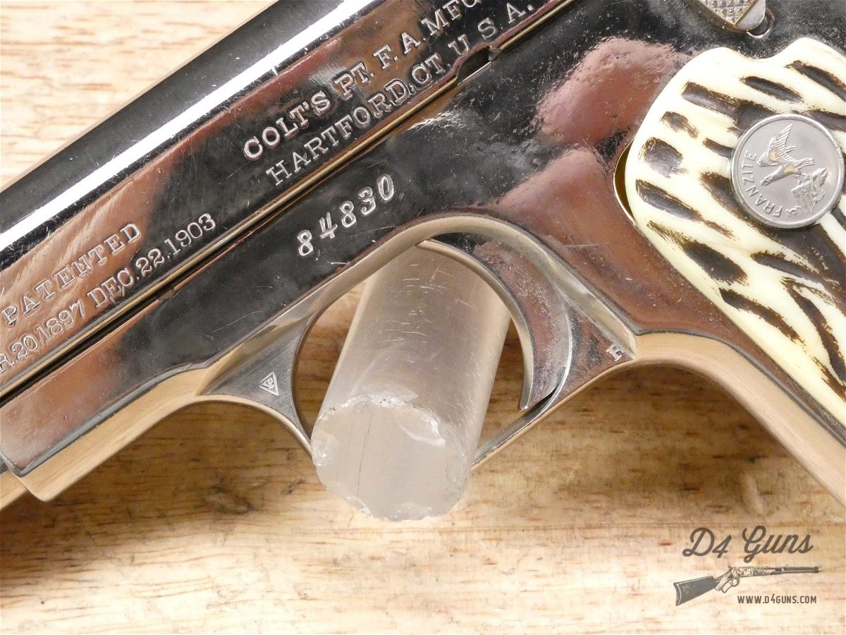 Colt M1903 Pocket Hammerless - .32 ACP - Mfg. 1909 - Nickel - 115 Years Old-img-3