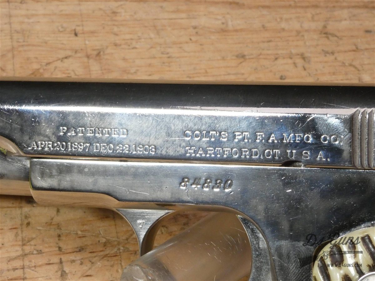 Colt M1903 Pocket Hammerless - .32 ACP - Mfg. 1909 - Nickel - 115 Years Old-img-23