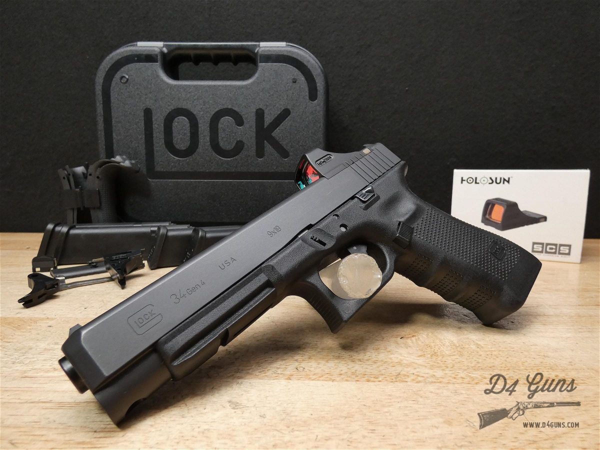 Glock 34 Gen 4 MOS - 9mm - 4 Mags + Upgraded Trigger - G34 w/ Holosun Optic-img-1