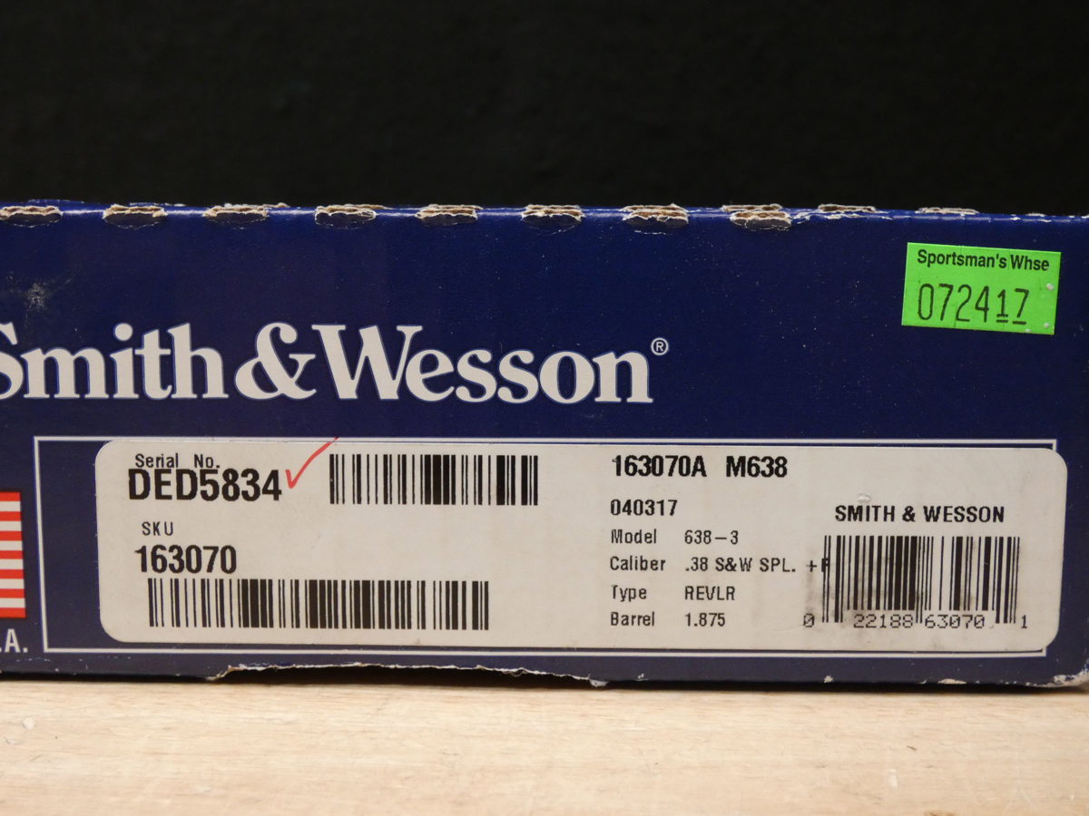 Smith & Wesson 638-3 Airweight - .38 SPL +P - Stainless S&W 638 w/ OG Case-img-12
