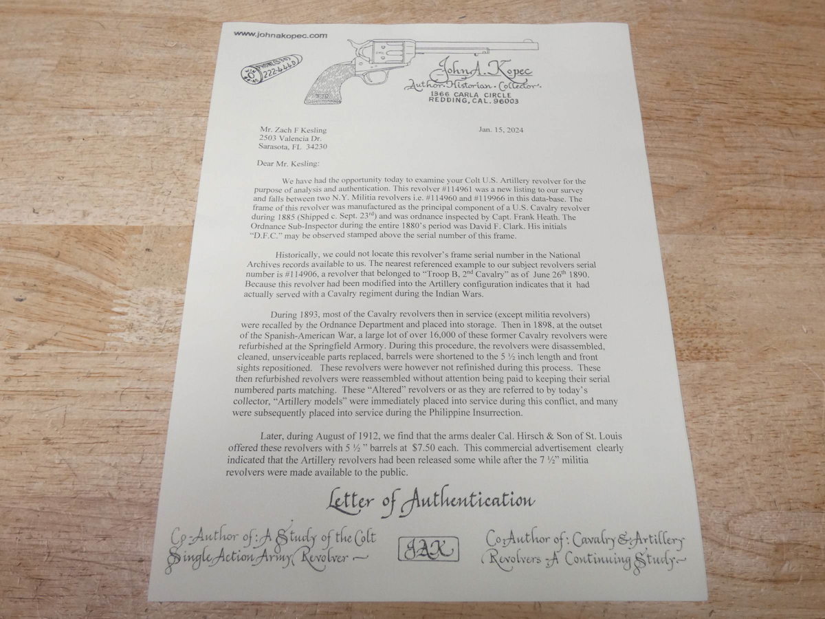 Colt SAA Artillery - .45 Colt - Historical Letter Included - 1885 - RARE!-img-44