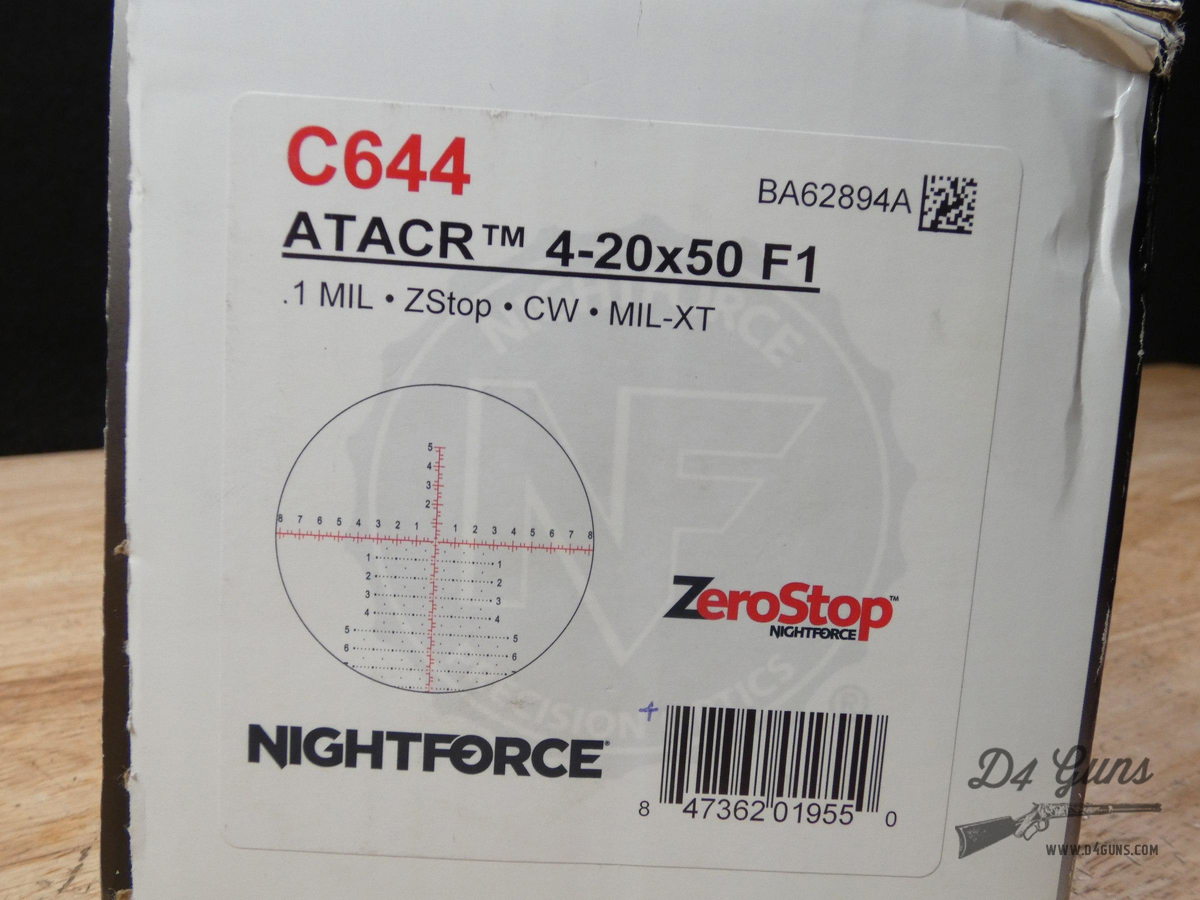 NightForce ATACR 4-20X50 FFP Rifle Scope - Original Box &amp; accessories ...